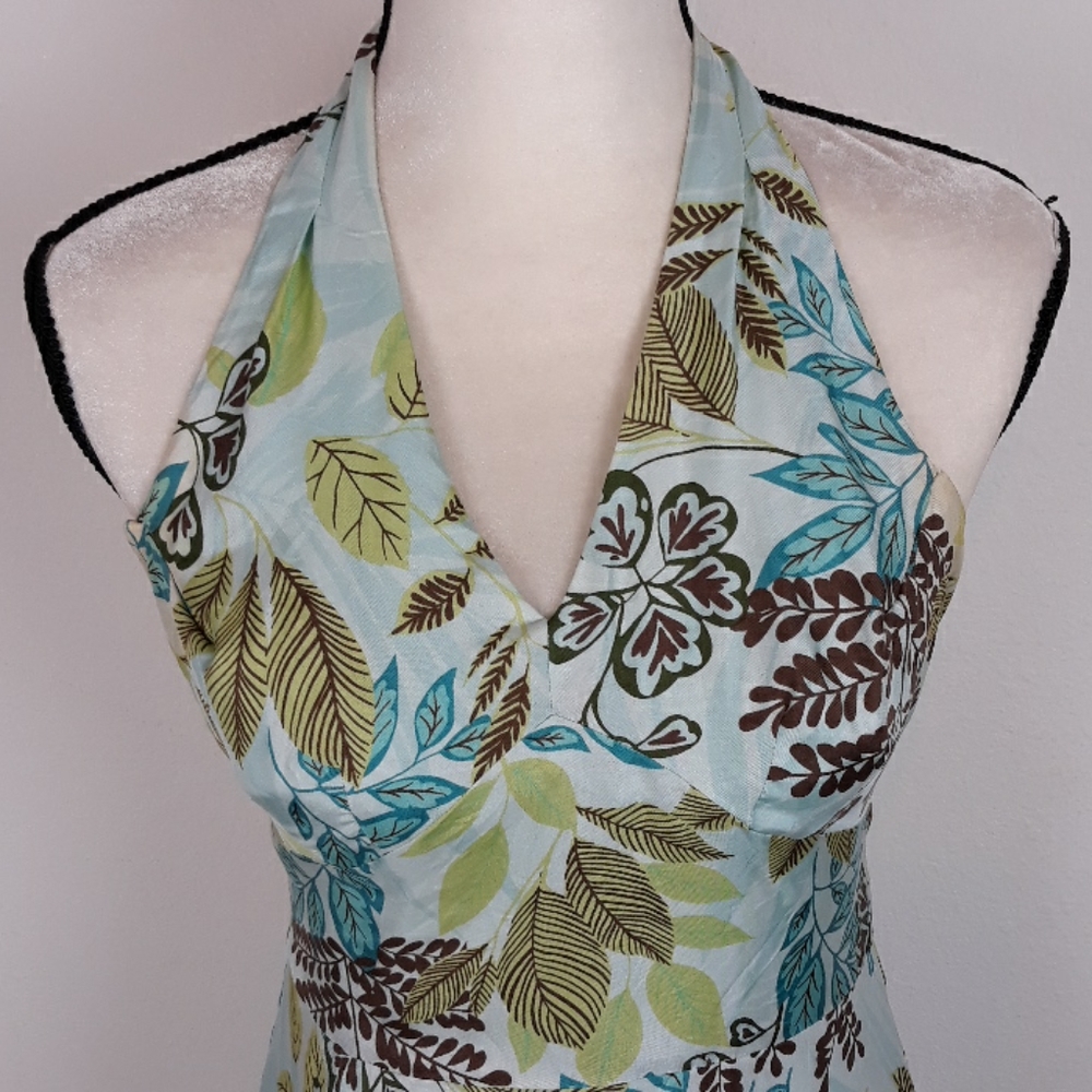 ANN TAYLOR LOFT FLORAL PRINT 💯% SILK HALTER DRESS NEW MULTICOLOR - Picture 1 of 9